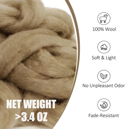 3.4oz Wool Roving, Needle Felting Military Olive, Olive