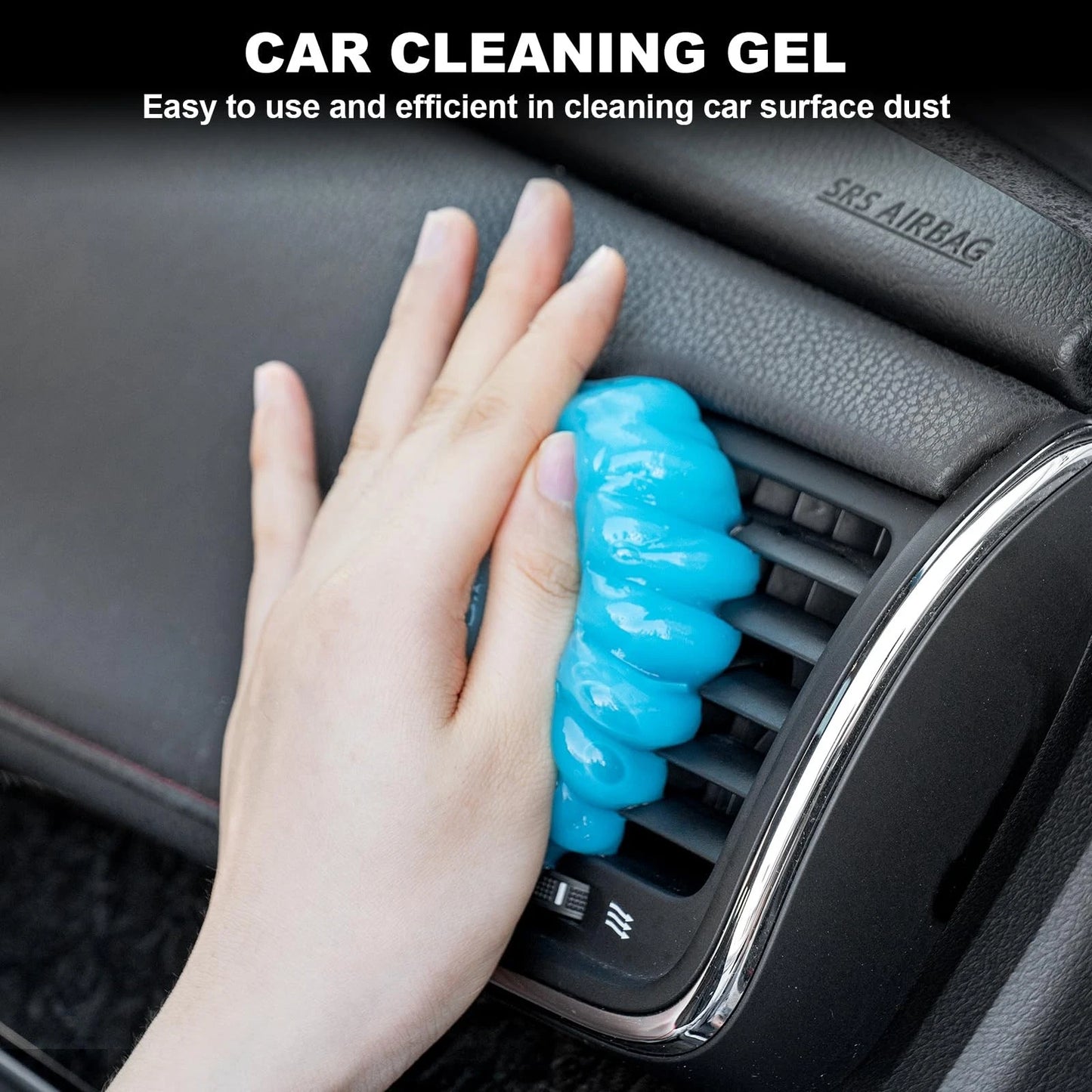 ThinkLearn Car Detailing Kit Brush Set with Cleaning Gel, 7PCS, Black