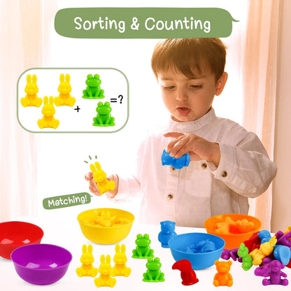 TSYAN Counting Animals Matching Games Sensory Toys with Medium, Multicolor