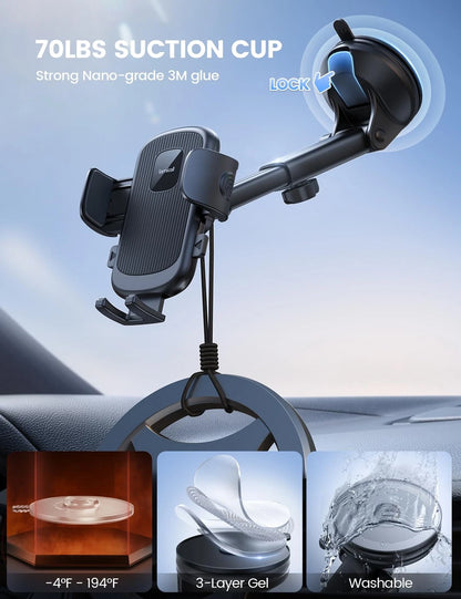 Lamicall Car Phone Holder [3-in-1 Pro Version Suction Cup] 360° Black