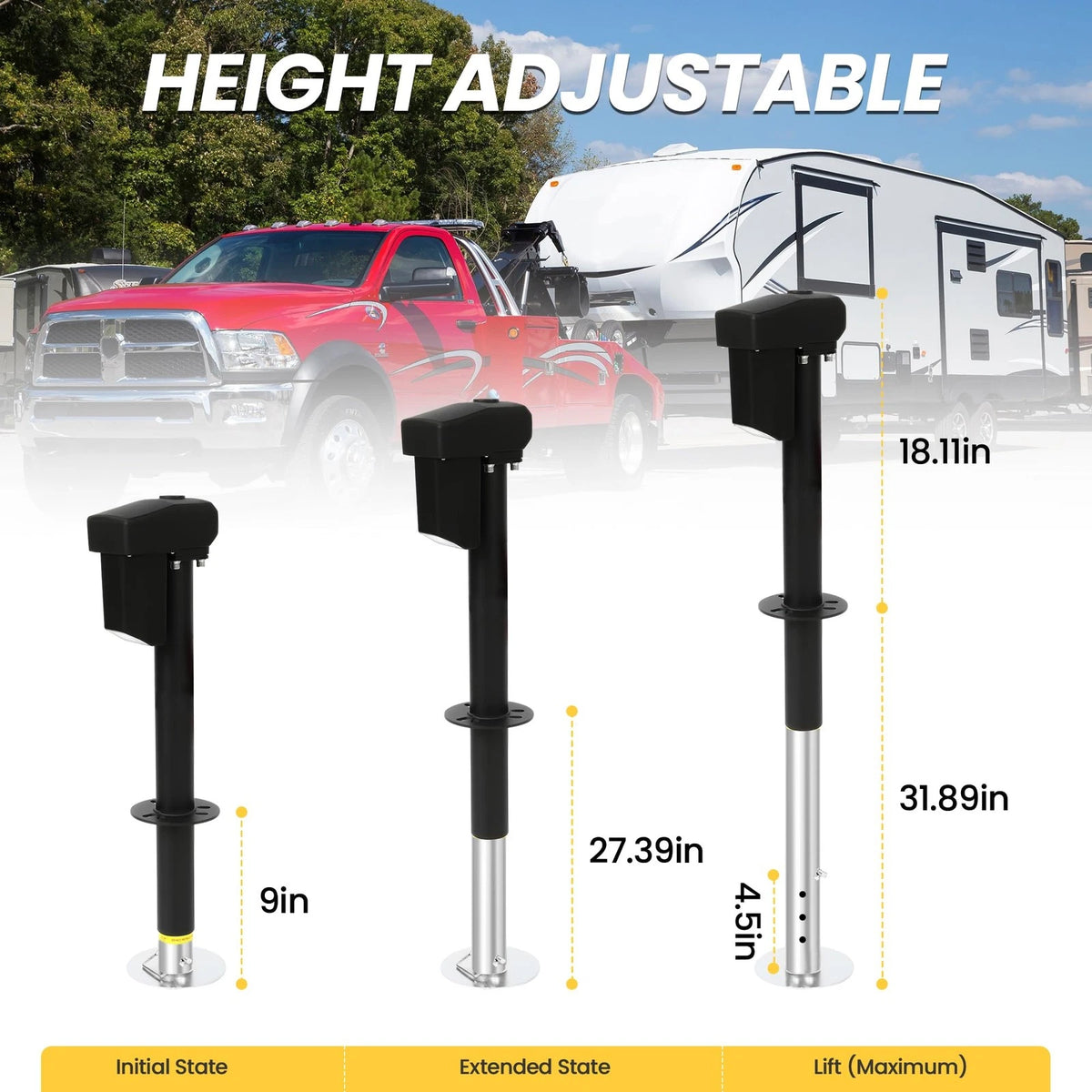 12V Electric Tongue Jack 4000lb A-Frame 4000 lbs, Black