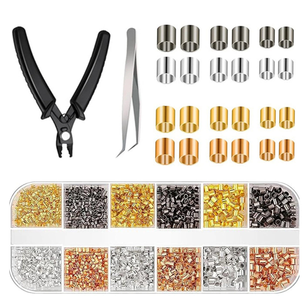 2200PCS  Plated Copper Crimping Beads Accessories For DIY Jewelry Making