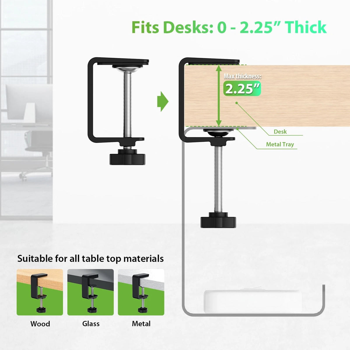 KEEGH 16" Under Desk Cable Management Tray, 2 Pack Cord 2 Pack, Black
