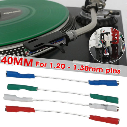 4Pcs 7N headshell wires OFC turntable leads phono cartridge cables replacement F