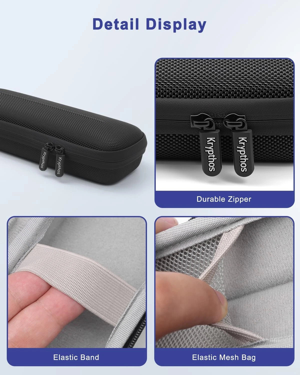 Krypthos Diabetes Supply Case, Hard Travel Carrying Case for Blood Black