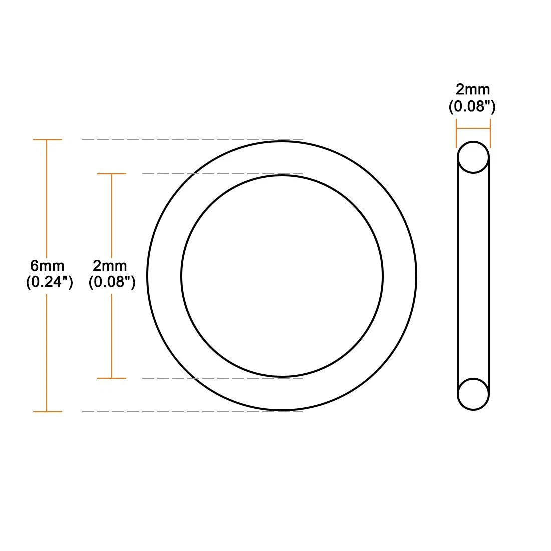 uxcell Nitrile Rubber O-Rings 6mm OD 2mm ID Width, Metric 2mmx6mmx2mm