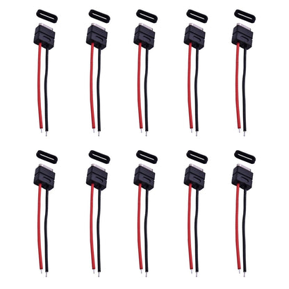 10PCS Waterproof 2PIN TYPE-C Female Socket High Precision Solder Joint Fitting