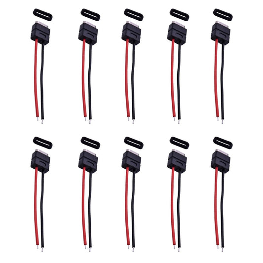 10PCS Waterproof 2PIN TYPE-C Female Socket High Precision Solder Joint Fitting