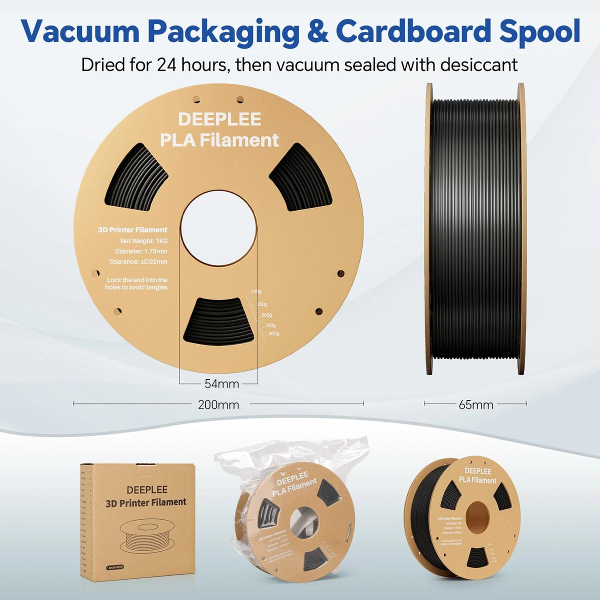 DEEPLEE PLA 1.75mm 3D Printer Filament, Dimensional Accuracy +/- PLA, 1*black