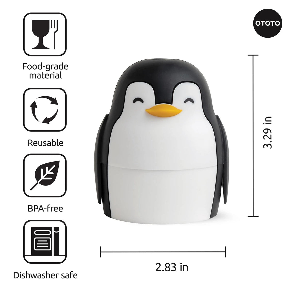 OTOTO Ice Ball Mold - Penguin Shaped Single Round One Size, Black