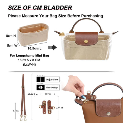 LOUKAYCCI 2 Kit Mini Bag Leather Shoulder Strap and Beige Felt with