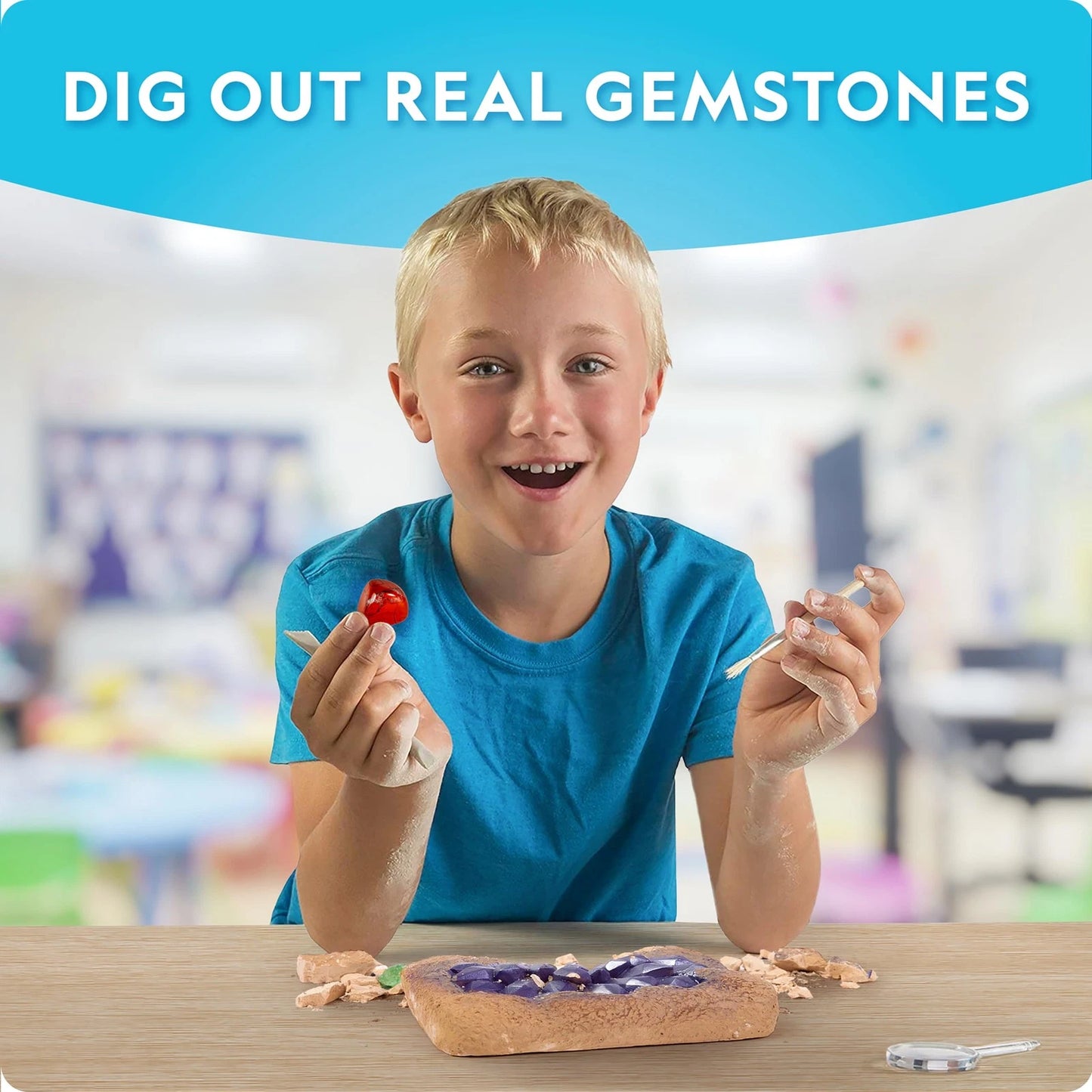 NATIONAL GEOGRAPHIC Mega Gemstone Dig Kit – Up 15 Gemstones, Multicolored