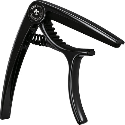 Guitar Capo Deluxe for Acoustic Guitars, Ukulele, Banjo, Sleek Metallic Black