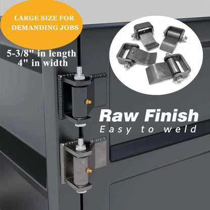 Weld on Trailer Hinges for Dump Trailers, Truck 5-3/8" x 4" Large Size, Black