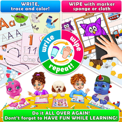 Curious 2 Learn Hardcover Preschool Activity Workbook for Kids Medium, Pink