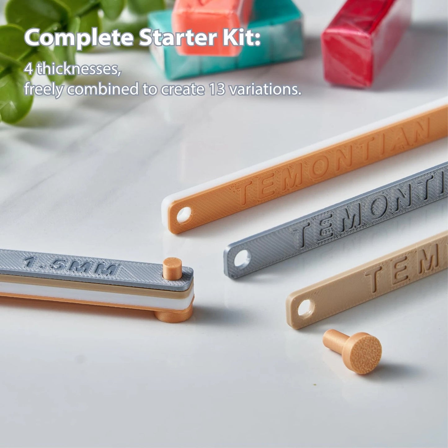 TEMONTIAN Polymer Clay Depth Guide Set, 4-Pair 13 Thickness 1-7.5Mm