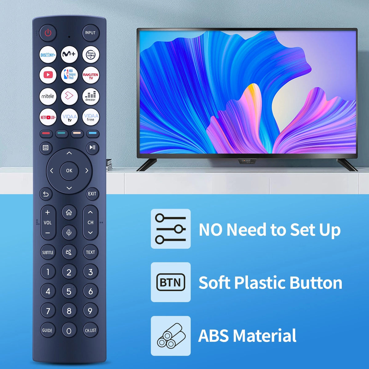 Replacement Remote Control For Hisense Smart TV ERF3F86H No Voice