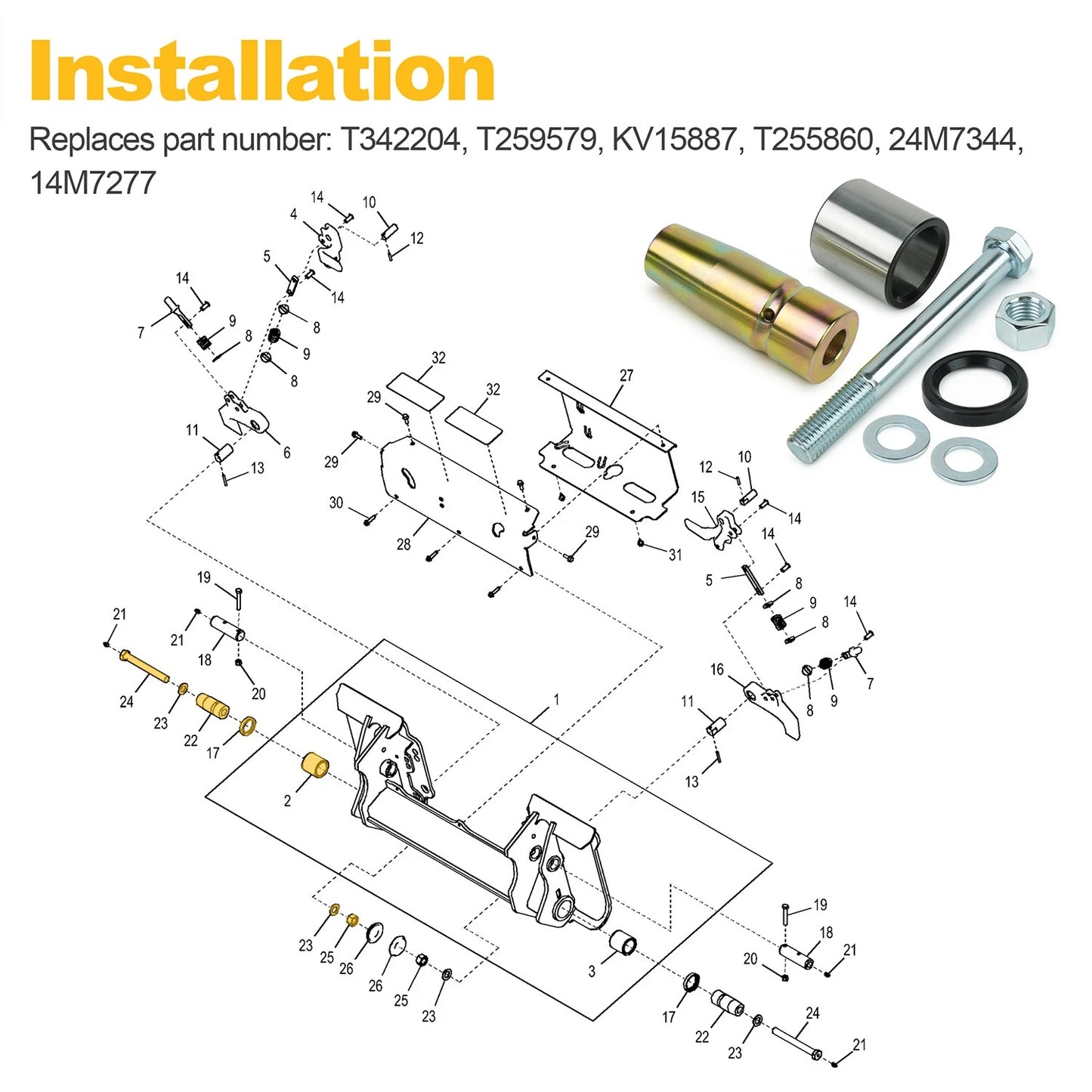 Bucket Pin Repair Kit For John Deere 326D 326E 328D 328E 329D 329E 330G 331G