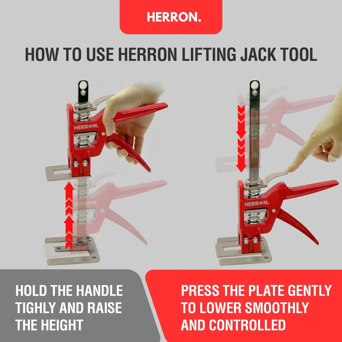 440 lbs Hand Lifting Jack Tool 2-Pack, Cabinet Lifter with Measuring Red