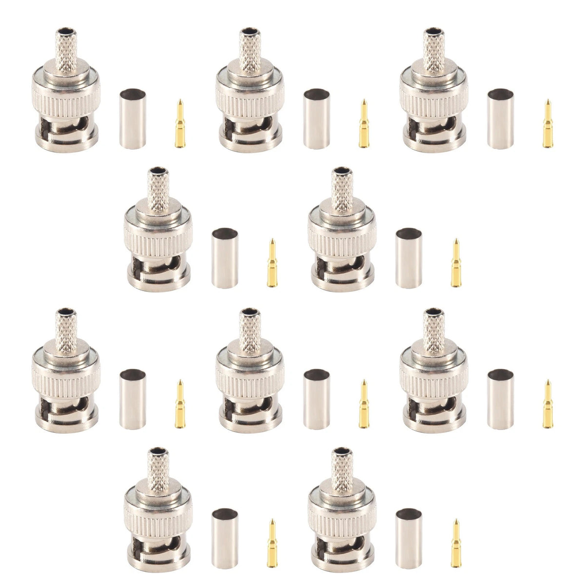 Nickel Plated BNC Male Crimp 10 Units 50 Ohm RG58 Test Leads Cables w/ Lug