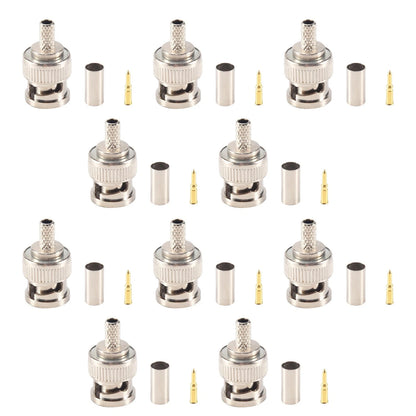 Nickel Plated BNC Male Crimp 10 Units 50 Ohm RG58 Test Leads Cables w/ Lug