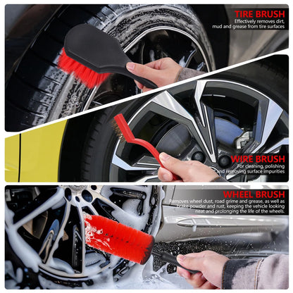 MIANYINGR 35Pcs Car Detailing Kit, Cleaning Kit and B：35PCS-R, Red