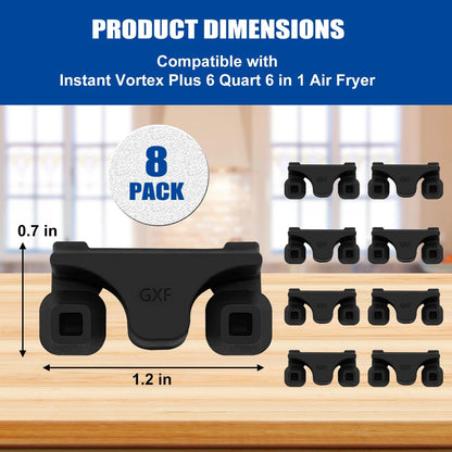 8-Piece Silicone Air Fryer 1.2*0.7*0.5" for Instant Cosori Gourmia, Black