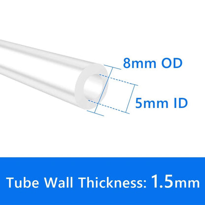 Quickun Pure Silicone Tubing, 5mm ID x 8mm OD High 5mmx8mm, 9.84Ft (3meters)