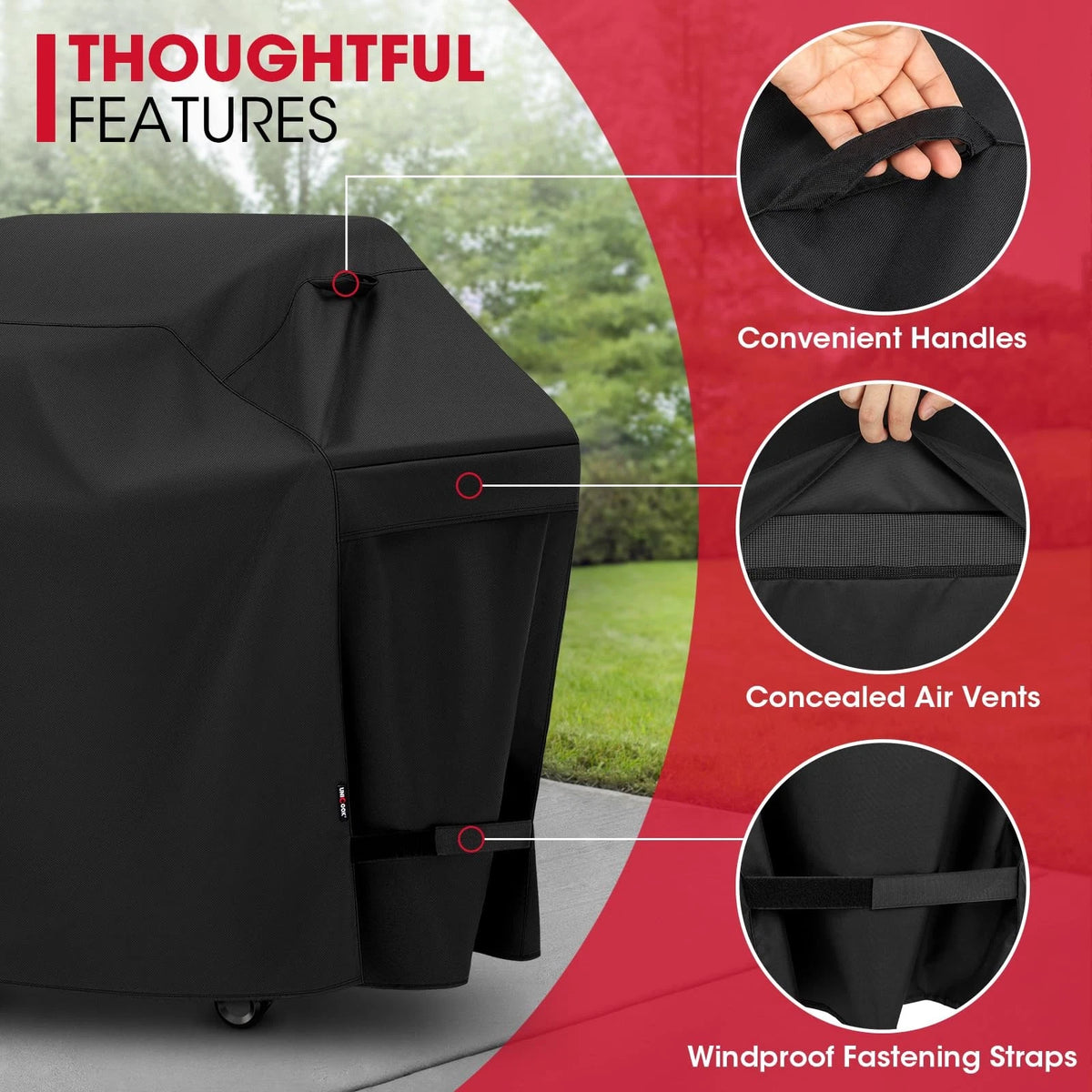 Unicook Grill Cover 55 Inch for Outdoor Grill, Heavy 55 x 23 x 42 inch, black