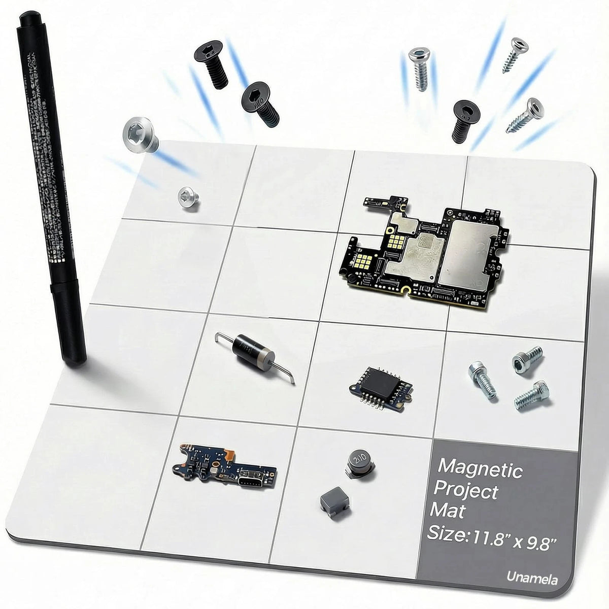 Magnetic Mat, Project Unamela Large Size 9.8" x 11.8", White