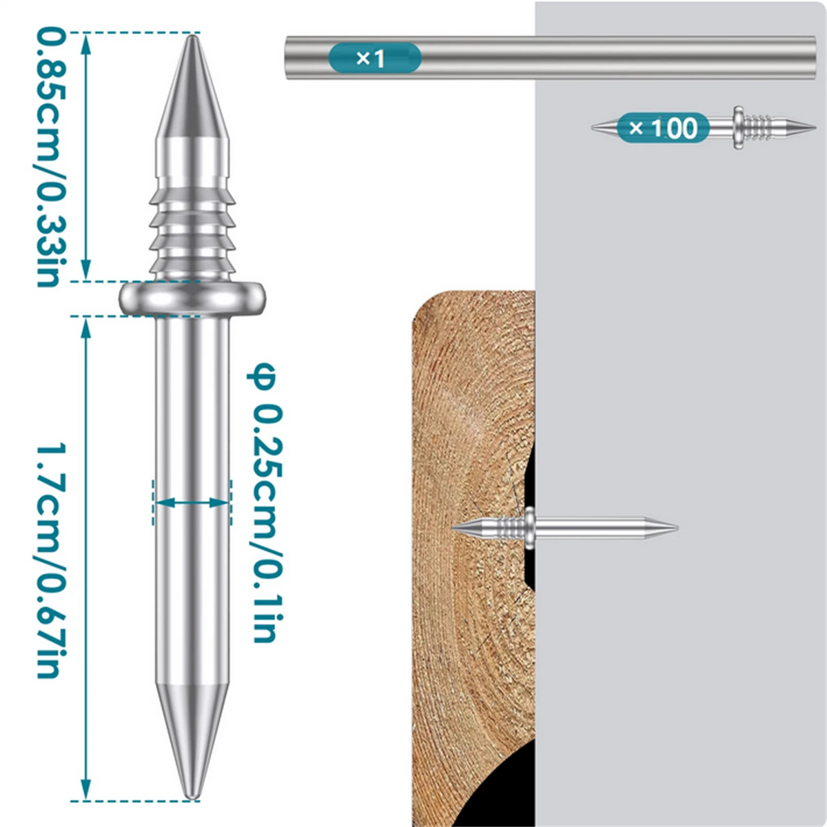 100Pcs  Double-Head Seamless Installation Metal Nail For Skirting Thread