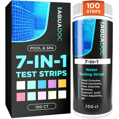 AquaDoc 7-in-1 Spa & Hot Tub Test Strips - 100 Pool 100