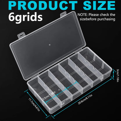 VZTOLKUR 2 Pack Clear Plastic Organizer Box with 6 8.3"Lx4.3"Wx1.3"H,