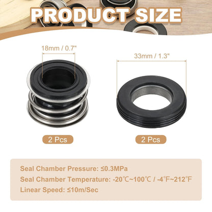 PATIKIL Mechanical Seal Kit, 2 Pcs 18mm Gas Water Pumps Replace 18mm, Silver
