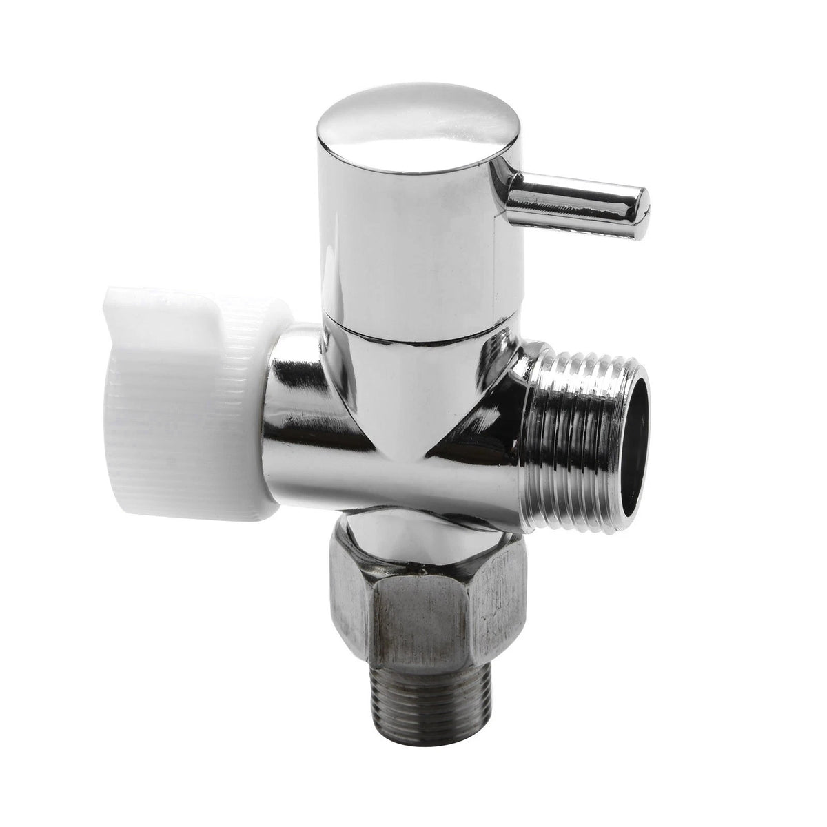 Single Lever 3-Way T Adapter Valve 90° Control for Cloth Diaper Sprayer Silver