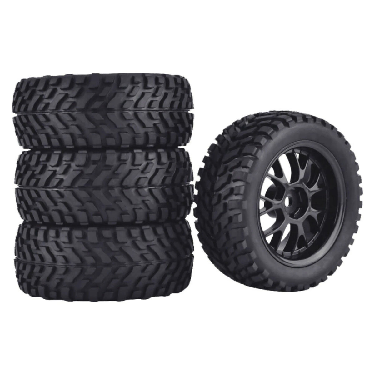 1/10  4* 75mm Rubber Rally Car Wheel Rim&Tires Hex For HSP HPI RC Racing Car