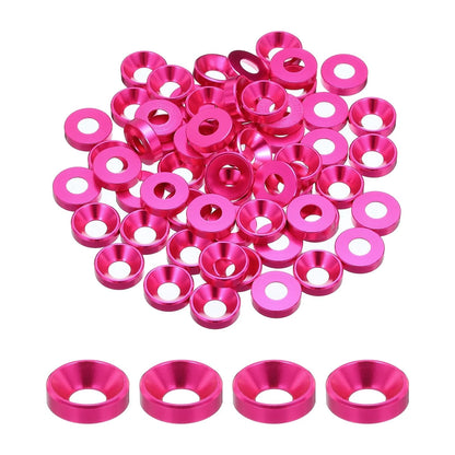 MECCANIXITY M5 Cone Cup Countersunk Washers,Anodized Aluminum M5, Rose Red