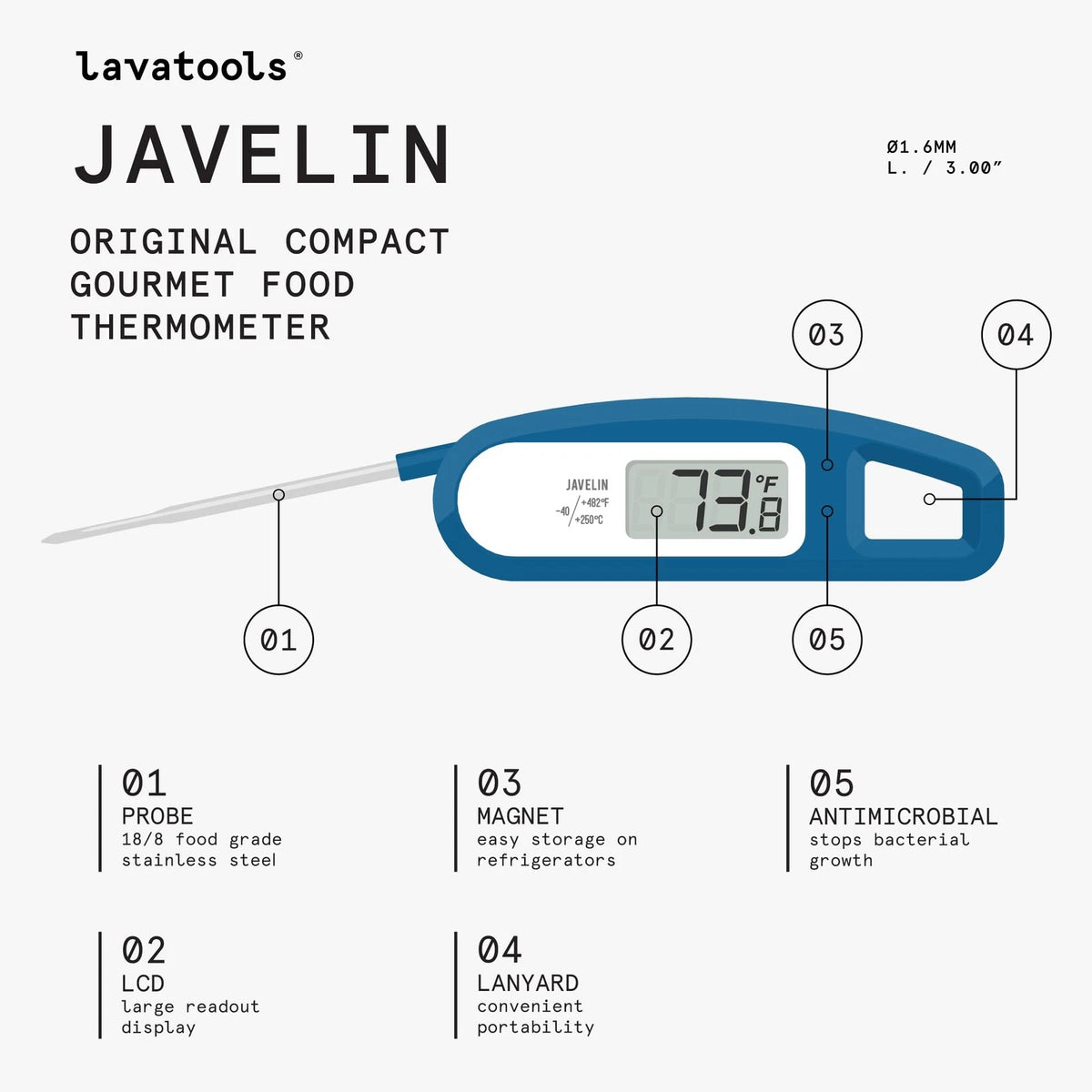 Lavatools Javelin® Ultra-Fast 3-Second Digital Instant Read Meat Sambal