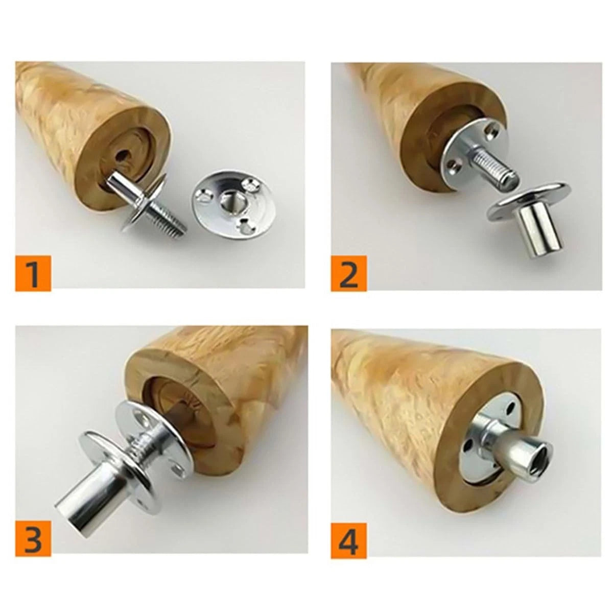 Table top connectors T-nut M12, Bed Post M12*53.5, Silver