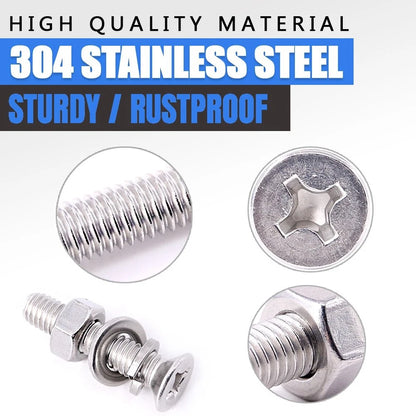 Glarks 665Pcs 304 Stainless Steel M3 M4 M5 M6 Phillips Flat Head M3, Silver