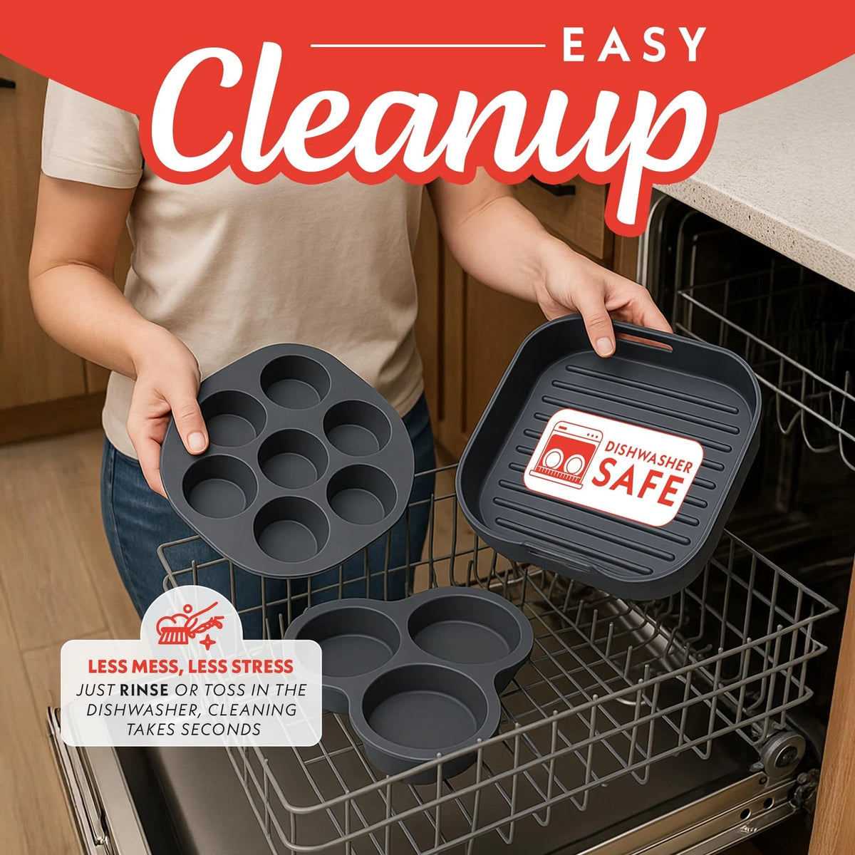 Gourmia Air Fryer Accessories Set - 3 Piece Silicone, 3-Piece Set, Gray