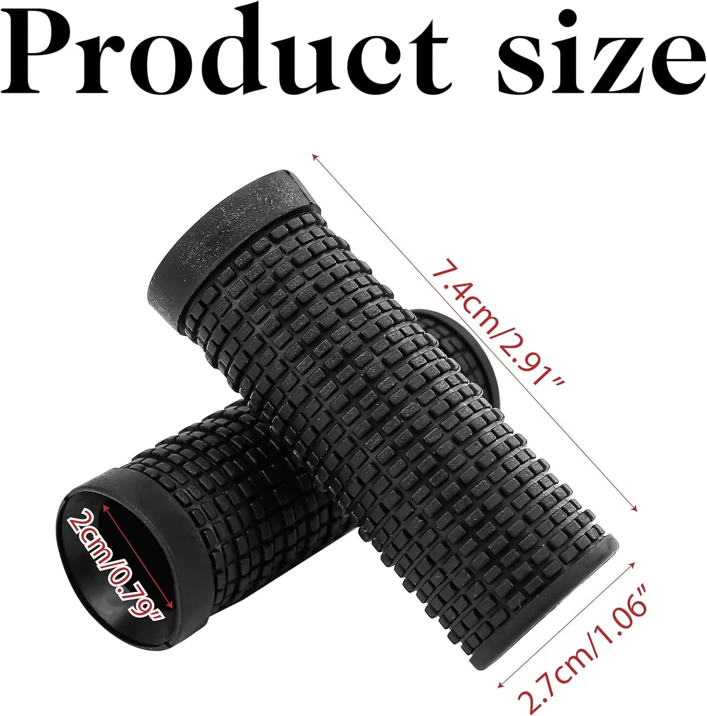 1 Pair MTB Bike Short Handlebar Grips 20x74mm/0.78x2.91inch, Normal, Black