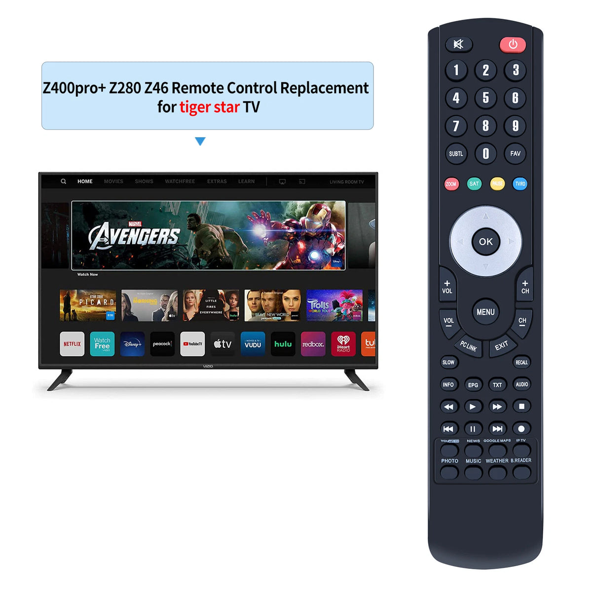 Remote Control For Tiger Star TV Z400PRO Z280 Z460 Z400PRO+