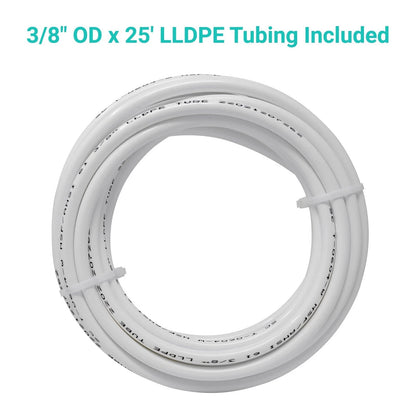 Metpure Ice Maker Fridge Install Kit - 3/8" Valve & Supply Line, brass, white