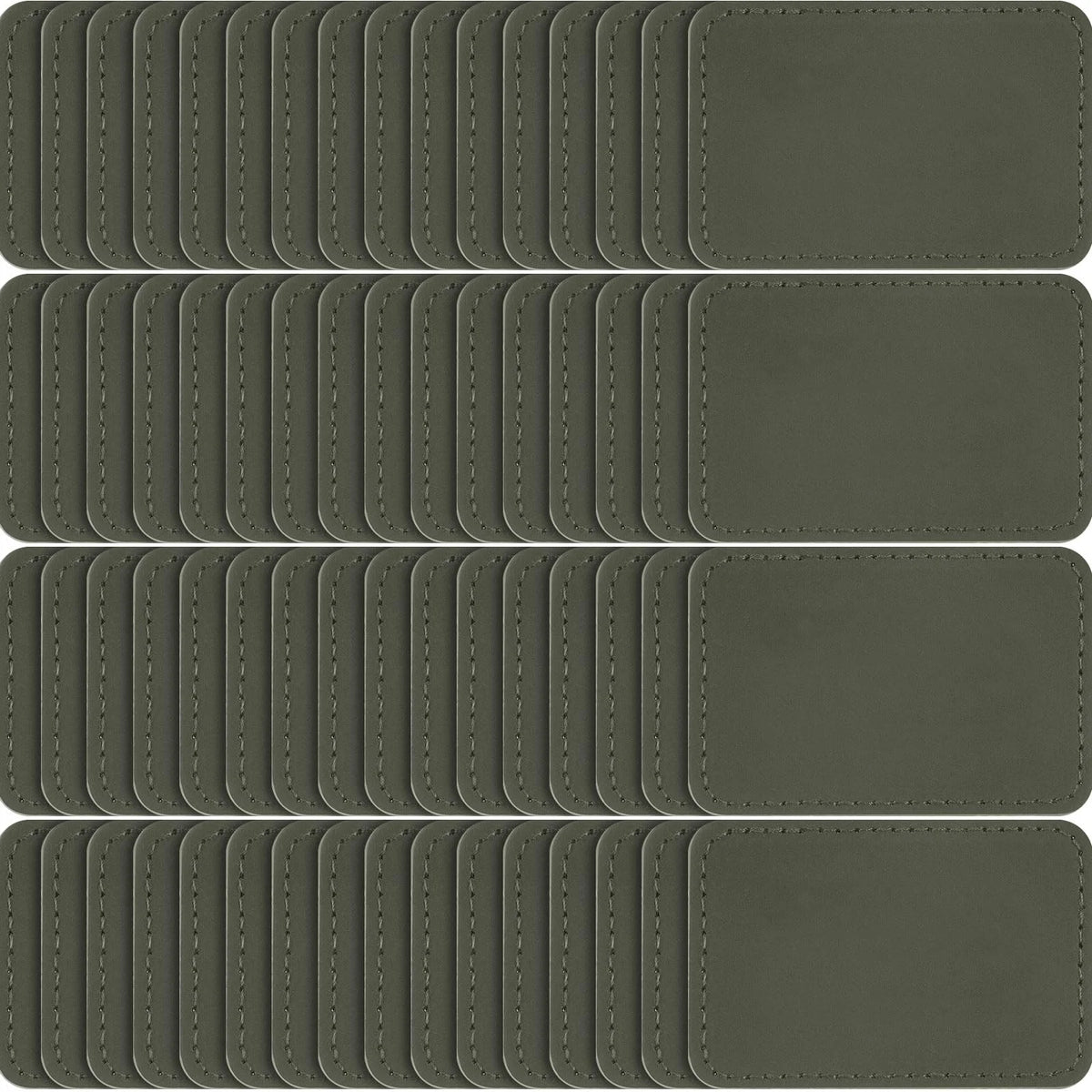 Dunzy 60 Pcs Blank Leatherette Hat Patch with Adhesive 3 x 2 Inch, Gray