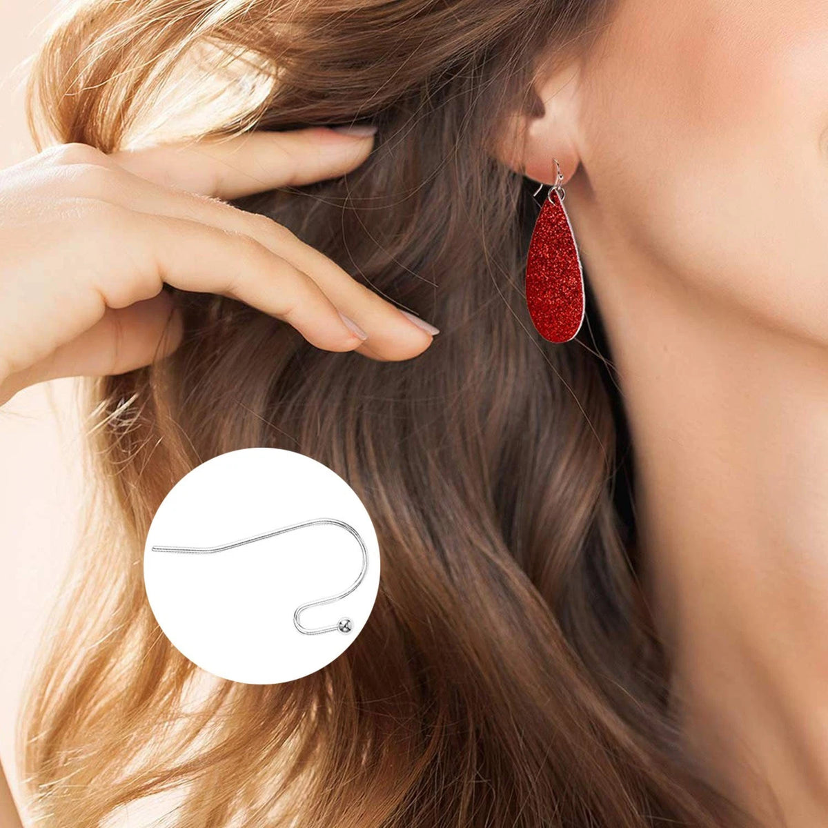 Earring Hooks Silver Plated Hypoallergenic Ear Wires for 0.87 inch, A-Silver