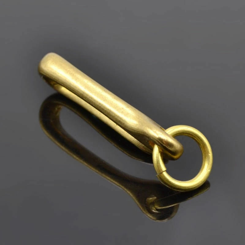 6cm Retro Solid Brass KeyChain Key Ring Belt U Hook Wallet Chain Fish Hook A