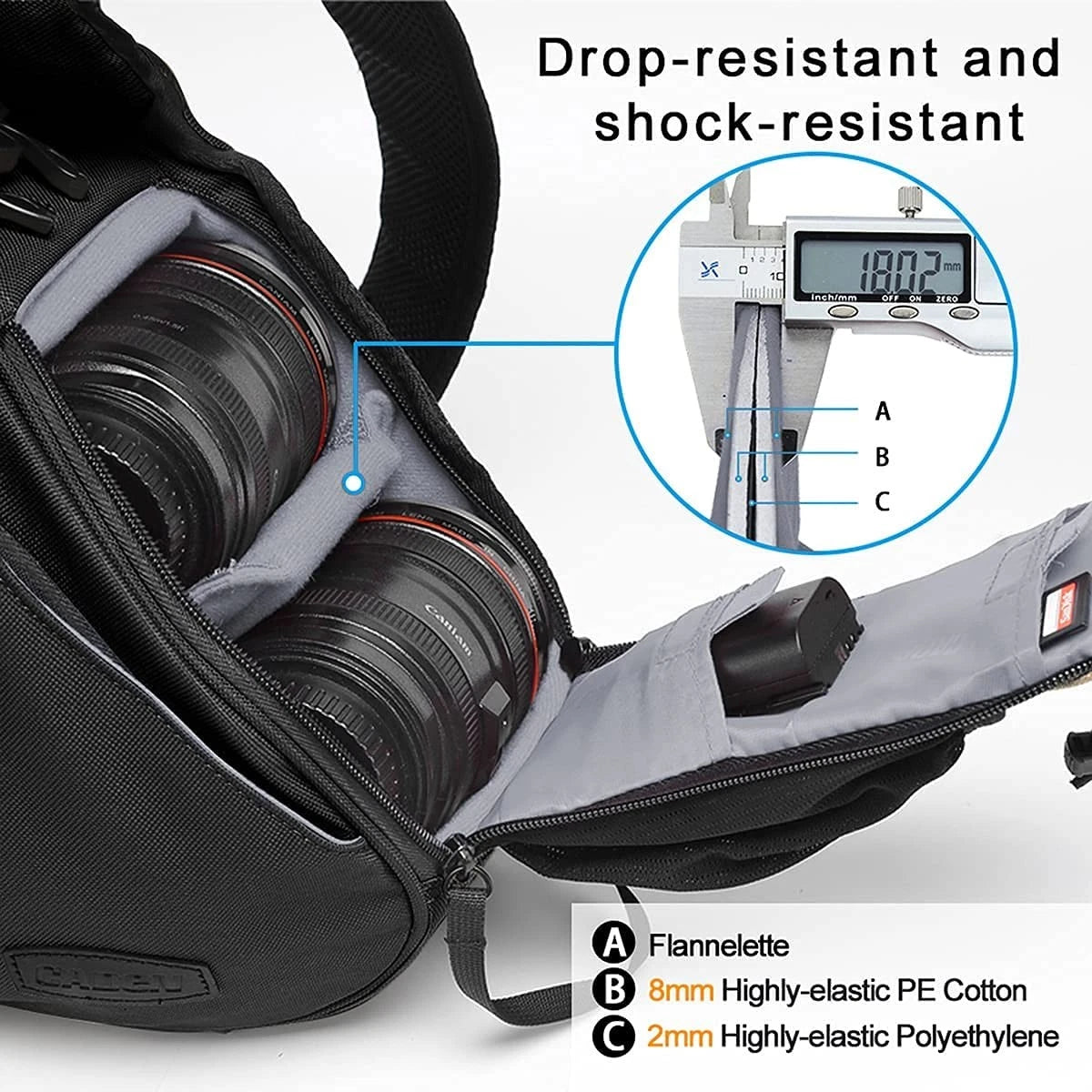 CADeN Camera Bag Sling Backpack Case Waterproof with Rain Small, Black