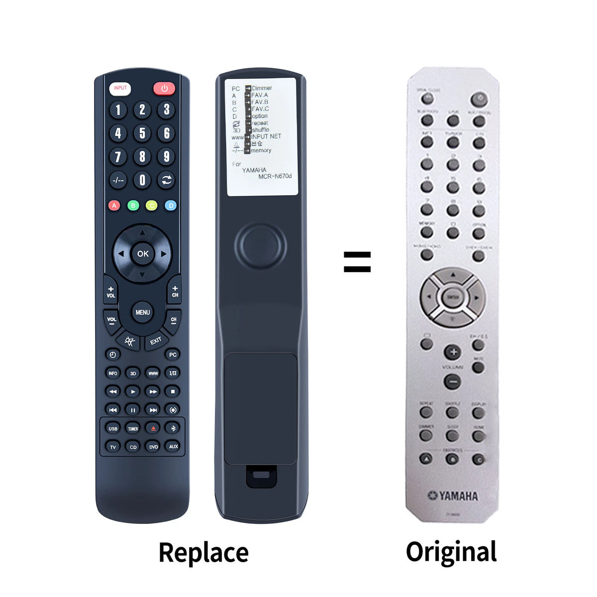 ZS18490 Replace Remote Control For Yamaha MCRN670D MCR-N670D CD-NT670 CDNT670