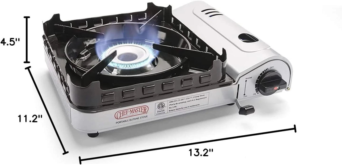 Chef Master 15,000 BTU Output Portable Butane Camping Stove, Double StoveOnly